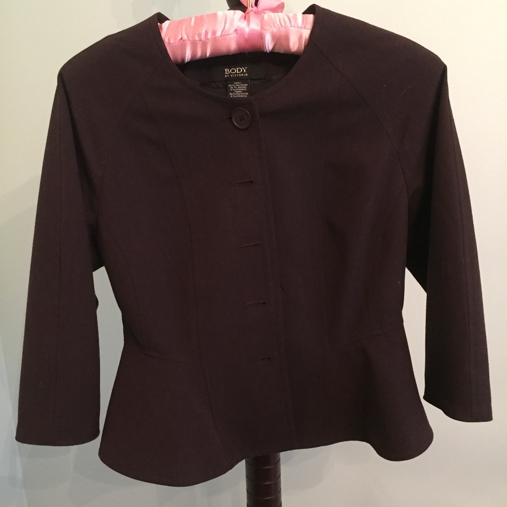 Body by Victoria Brown Peplum Blazer